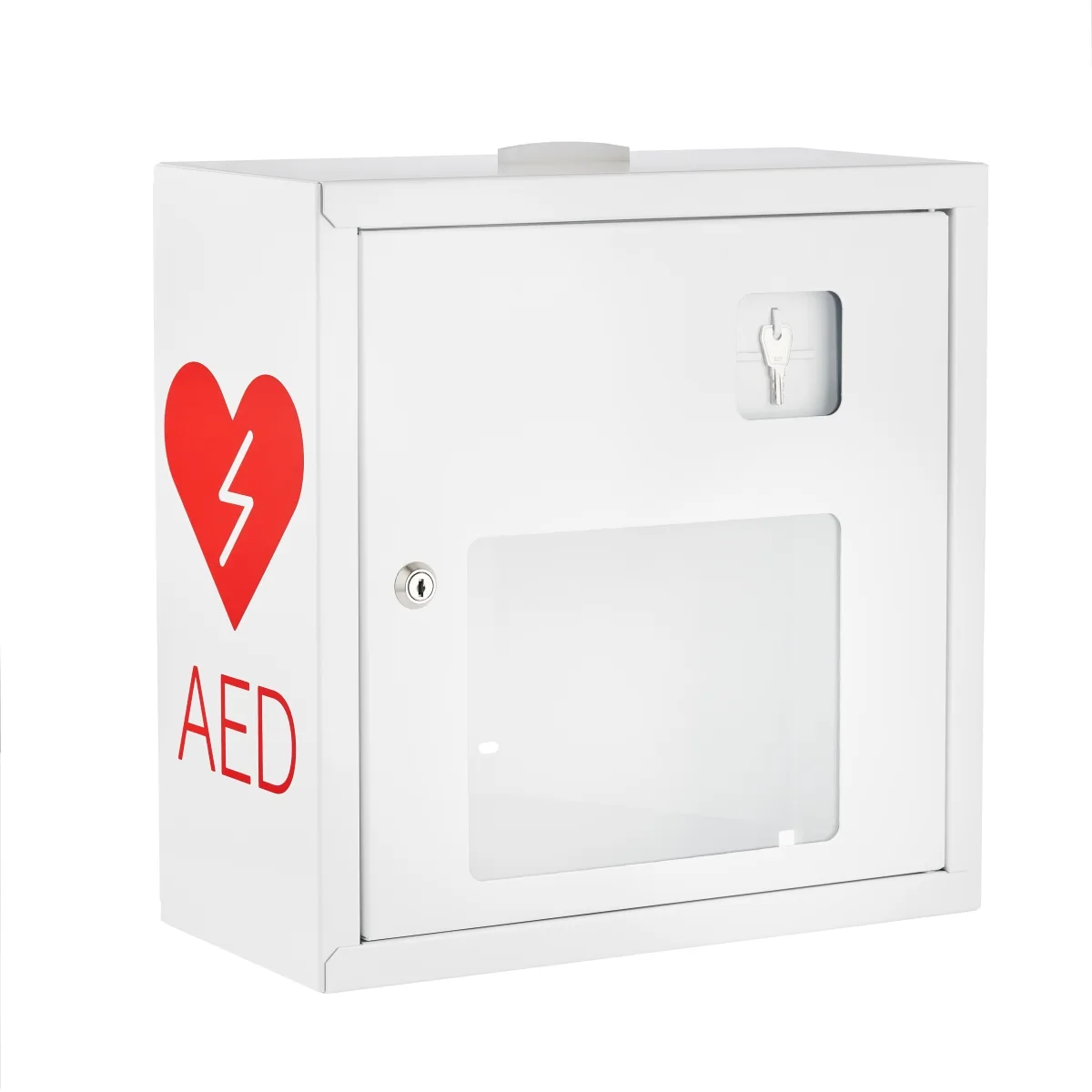 Szafka AED Safety Box 1021 Audio LED Key-lock (biała, logo AED, 37 × 37 × 17 cm)