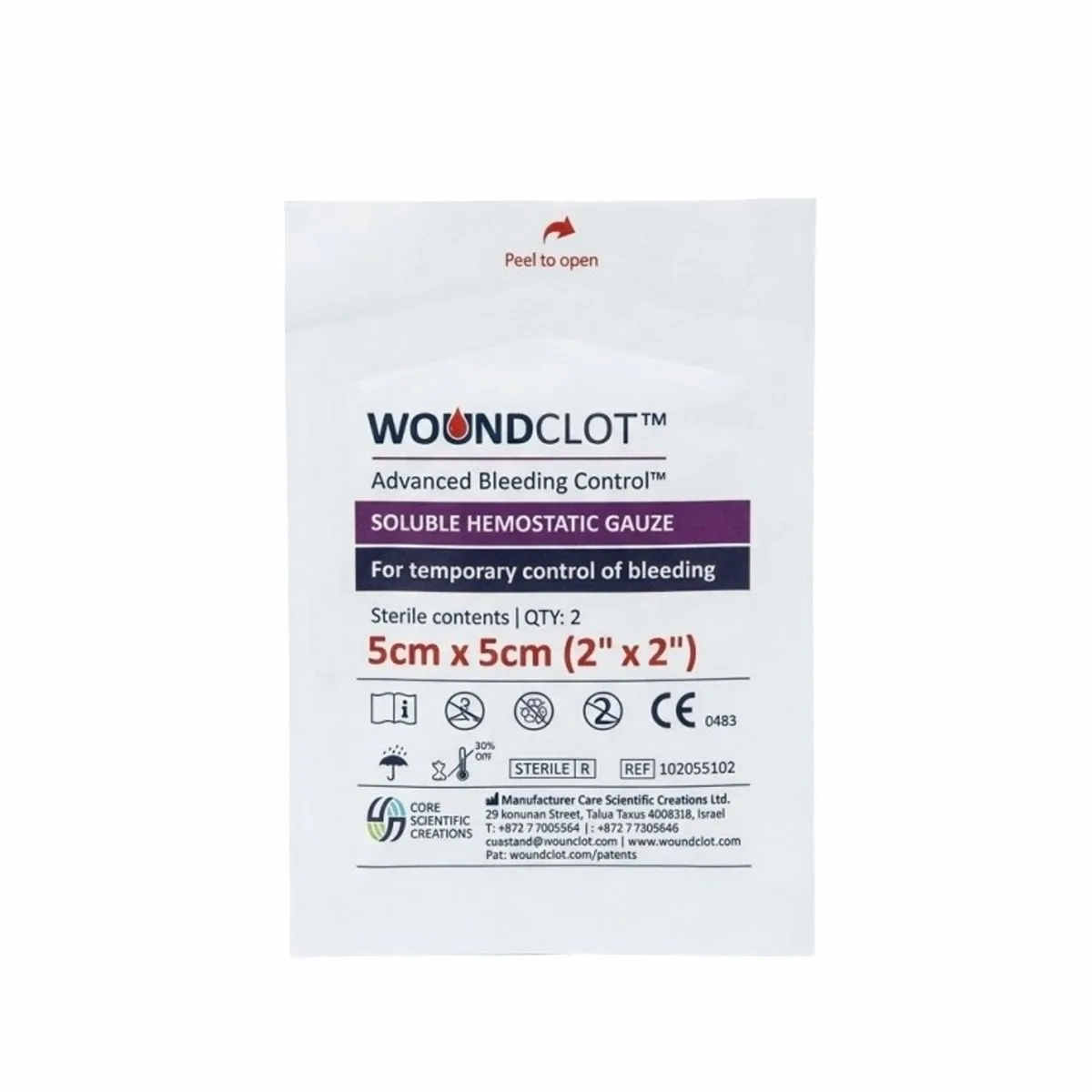 Opatrunek hemostatyczny WoundClot ABC Twin Pack (5 cm x 5 cm)