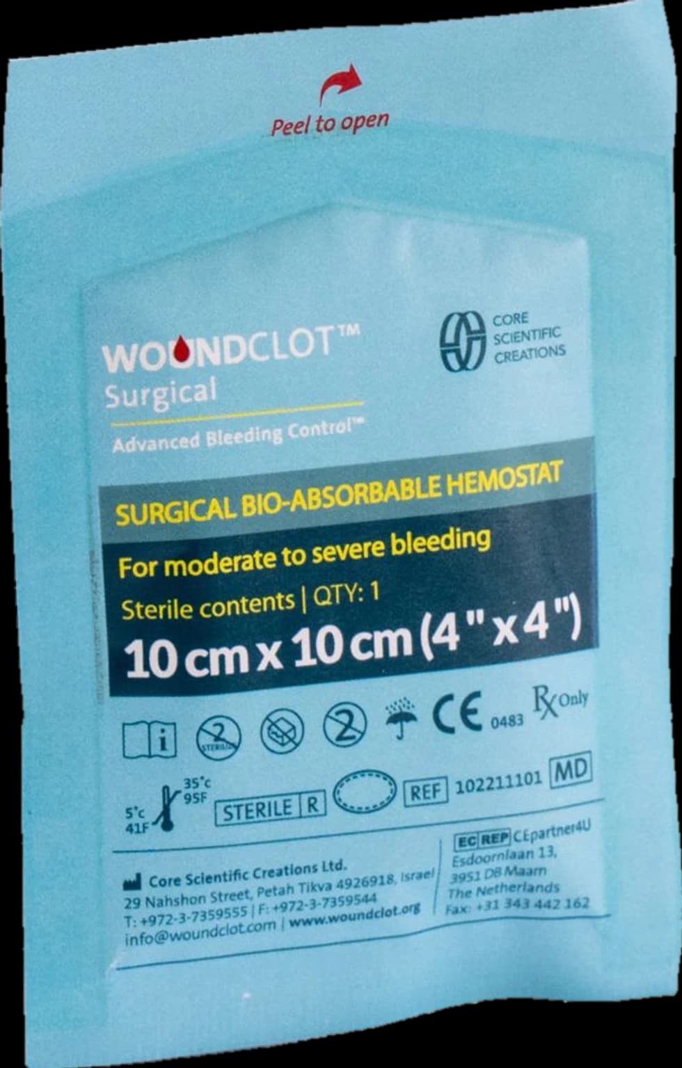 Opatrunek hemostatyczny WoundClot Surgical (10 cm x 10 cm)