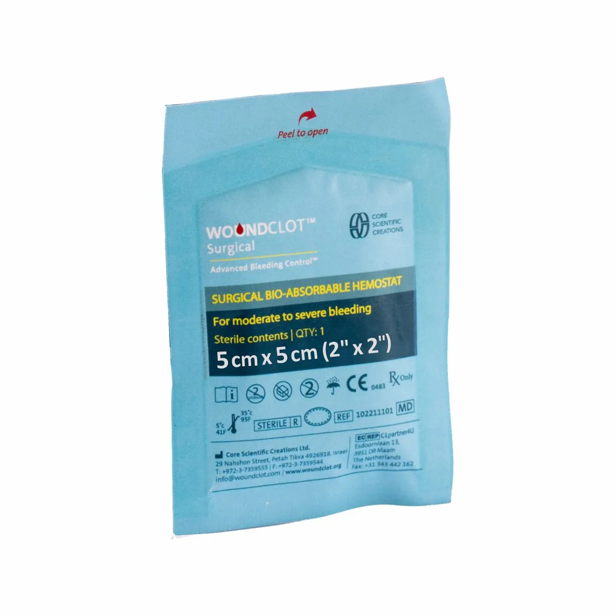 Opatrunek hemostatyczny WoundClot Surgical (5 cm x 5 cm)