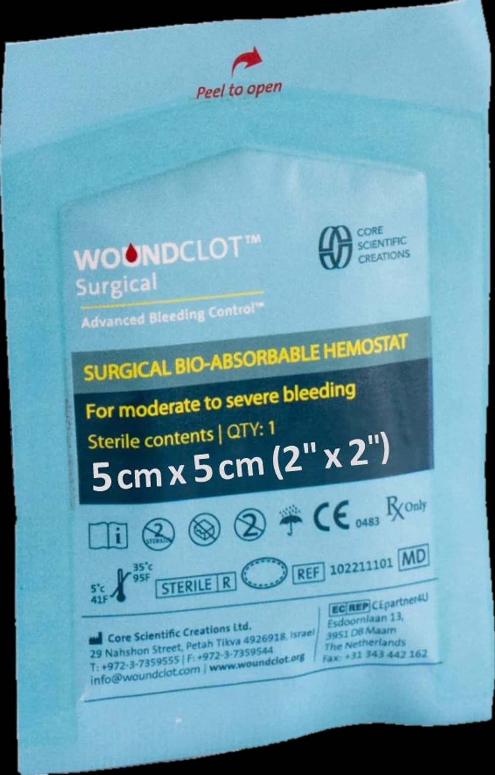 Opatrunek hemostatyczny WoundClot Surgical (5 cm x 5 cm)